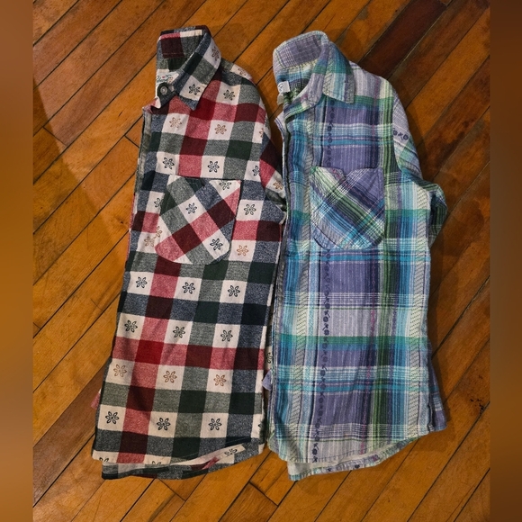 2 Haband Plaid button-down womans longsleeve shirts size Medium. - Picture 1 of 8